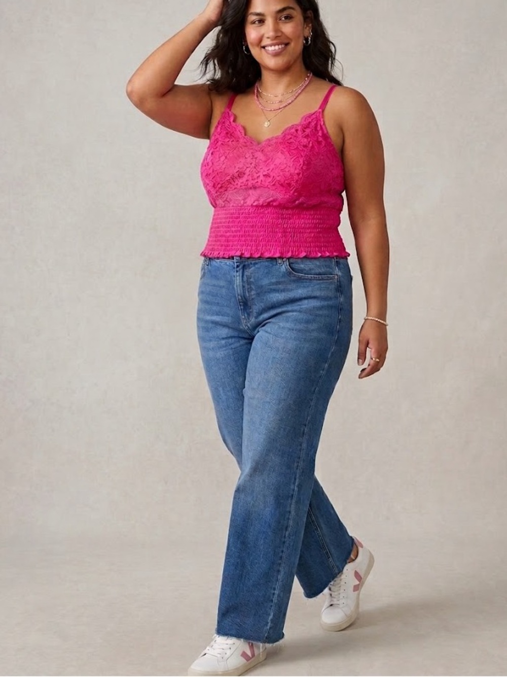 Torrid Lace Smocked Crop‎ Top in Hot Magenta - 4X